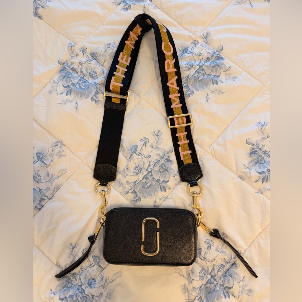 Marc Jacobs Snapshot Camera Bag with Black and Gold Strap